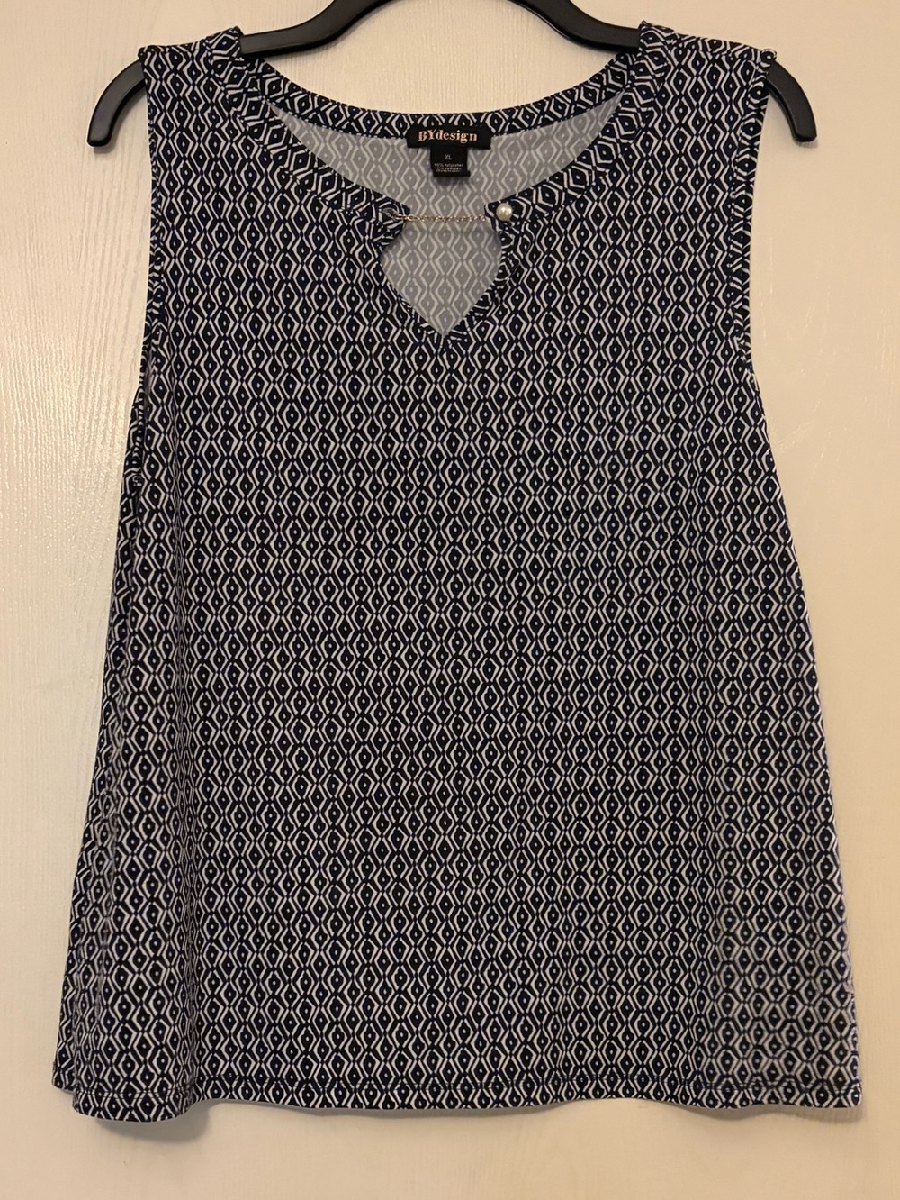 NY Collection Navy Geometric Sleeveless Camisole